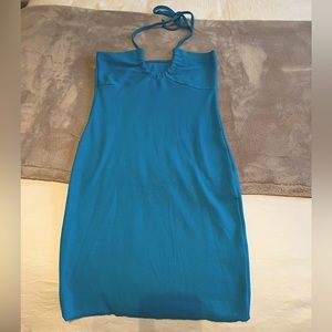 Blue halter mini dress